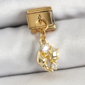 Utterly Good Charm 316L Çelik Deniz Kabuğu Yıldız Zirkon Taşlı Gold Sallantılı
