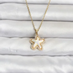 Utterly Good Deniz Yıldızı Kolye 316L Çelik Gold Zirkon Taşlı Kadın