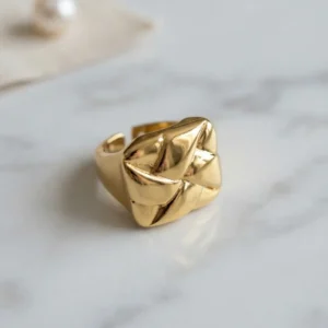 Utterly Good Geometrik Origami Tasarımlı Ayarlanabilir Altın Kaplama Çelik Yüzük