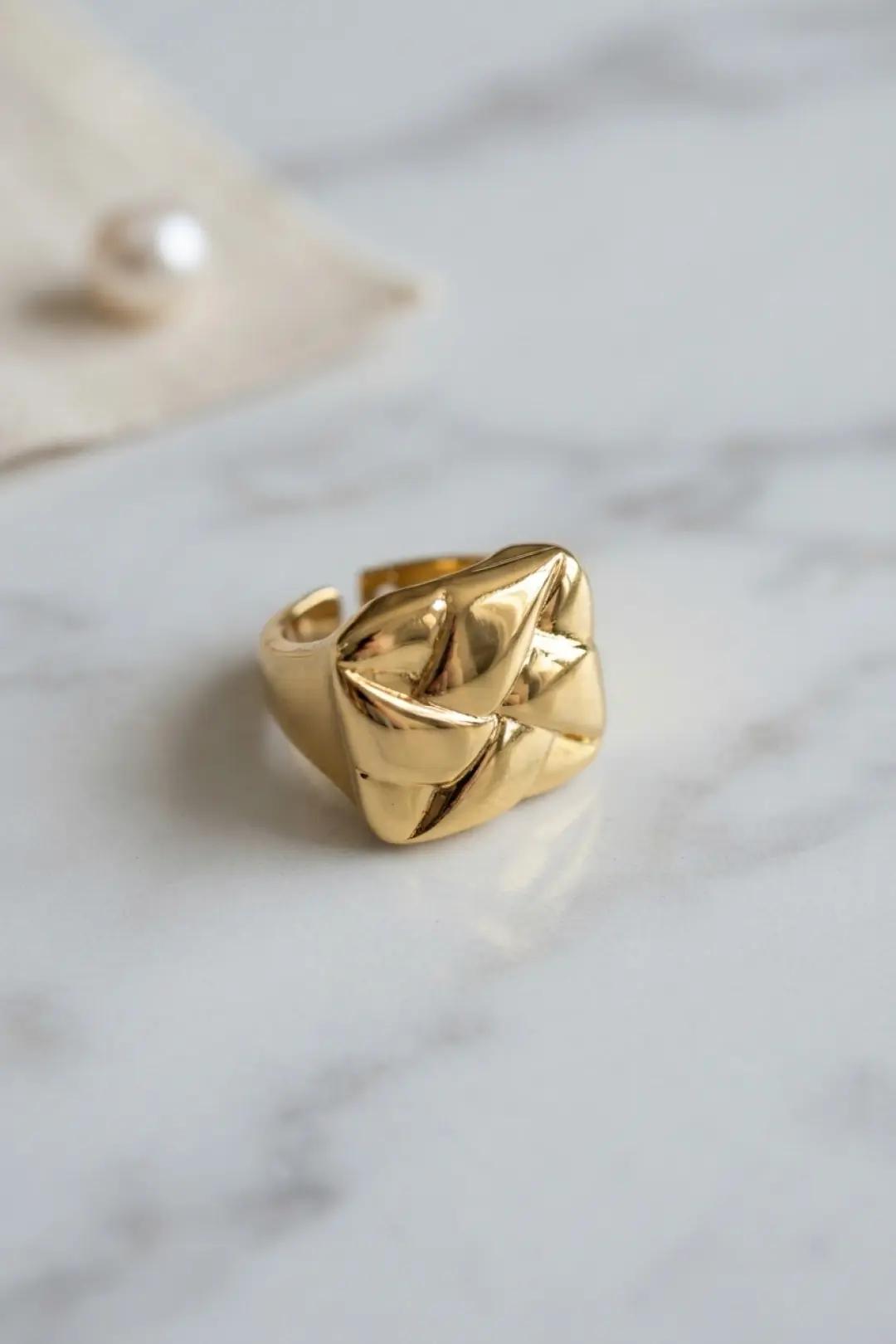 Utterly Good Geometrik Origami Tasarımlı Ayarlanabilir Altın Kaplama Çelik Yüzük