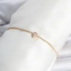 Utterly Good Gold Kaplama Pembe Damla Zirkon Taşlı Su Yolu Kadın Bileklik