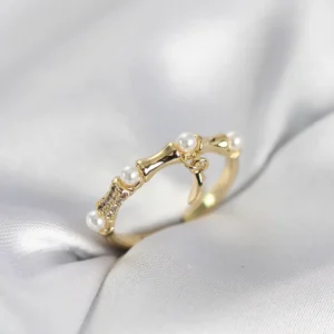 Utterly Good Gold Kaplama Sallantılı Kemik Model Zirkon Taşlı Kadın Yüzük