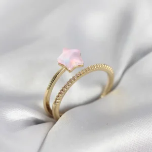 Utterly Good Gold Kaplama Zirkon Taşlı Pembe Halley Model Kadın Yüzük