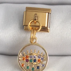 Utterly Good Gold Renk Göz Model Sallantılı Zirkon Taşlı Charm