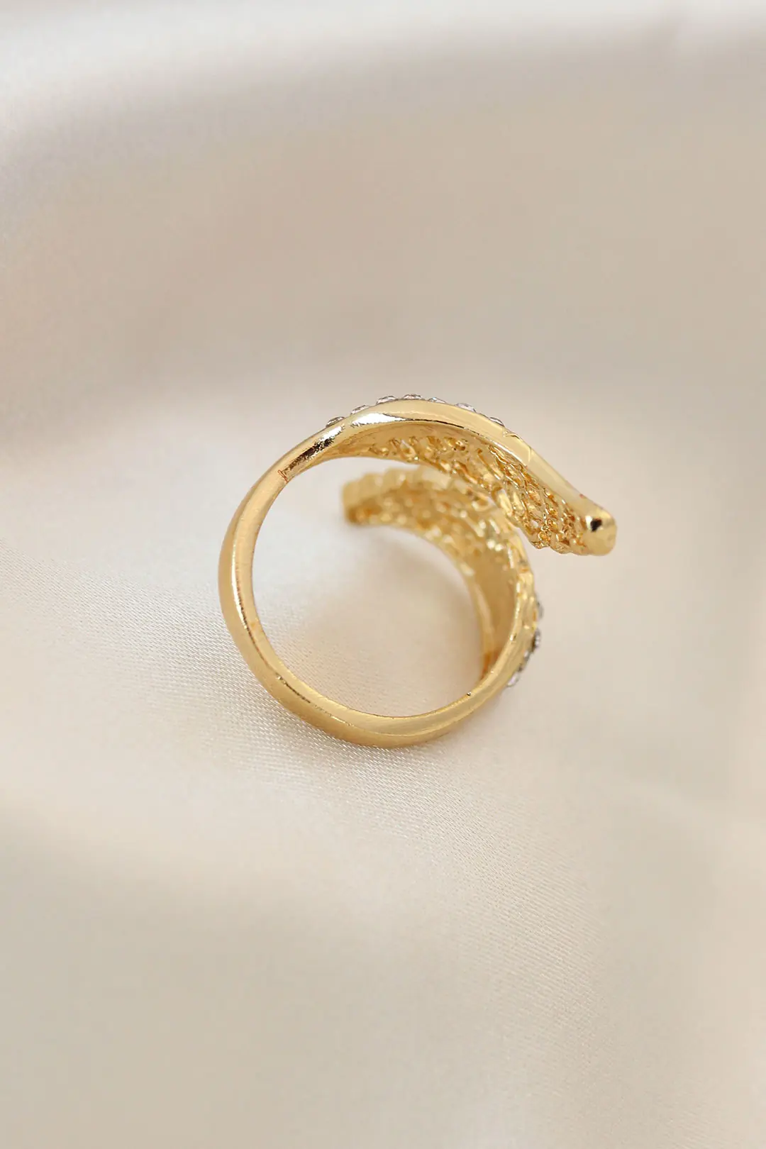 Utterly Good Gold Renk Kanat Yüzük Zirkon Taşlı Ayarlanabilir Metal Tasarım