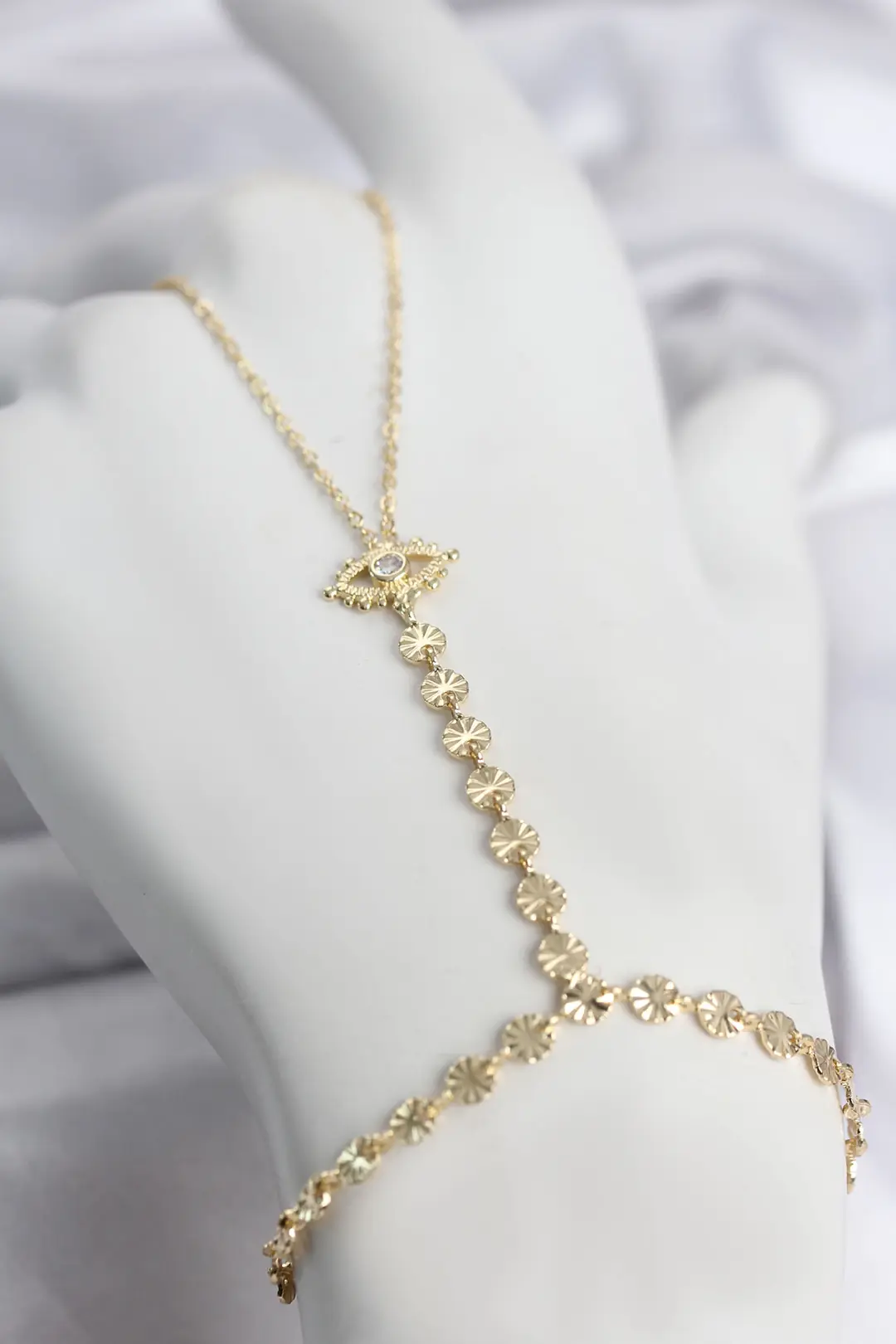 Utterly Good Gold Renk Pirinç Zirkon Taşlı Göz Model Şahmeran Kolye