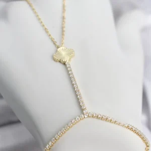Utterly Good Gold Renk Yonca Model Zirkon Taşlı Şahmeran Kolye