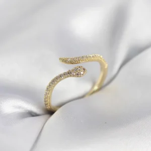Utterly Good Gold Renk Yılan Model Zirkon Taşlı Kadın Yüzük