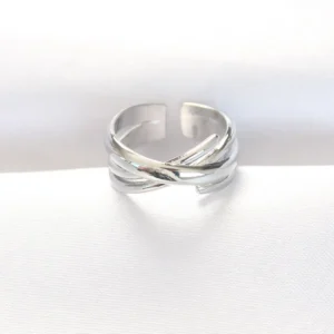Utterly Good Kalın Silver Renk Ayarlanabilir Yüzük Pirinç Kadın Yüzüğü