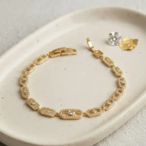 Utterly Good Gold Renk Zirkon Taşlı Bileklik Altın Kaplama Pirinç Şık Bileklik