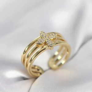 Utterly Good Gold Renk Zirkon Taşlı Yonca Model Kadın Yüzük