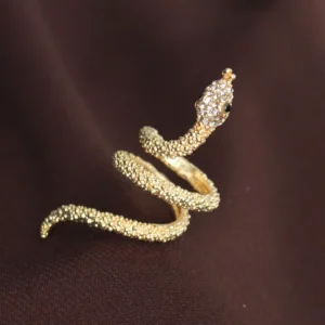 Utterly Good Gold Renk Zirkon Taşlı Yılan Yüzük Ayarlanabilir Kadın Yüzüğü