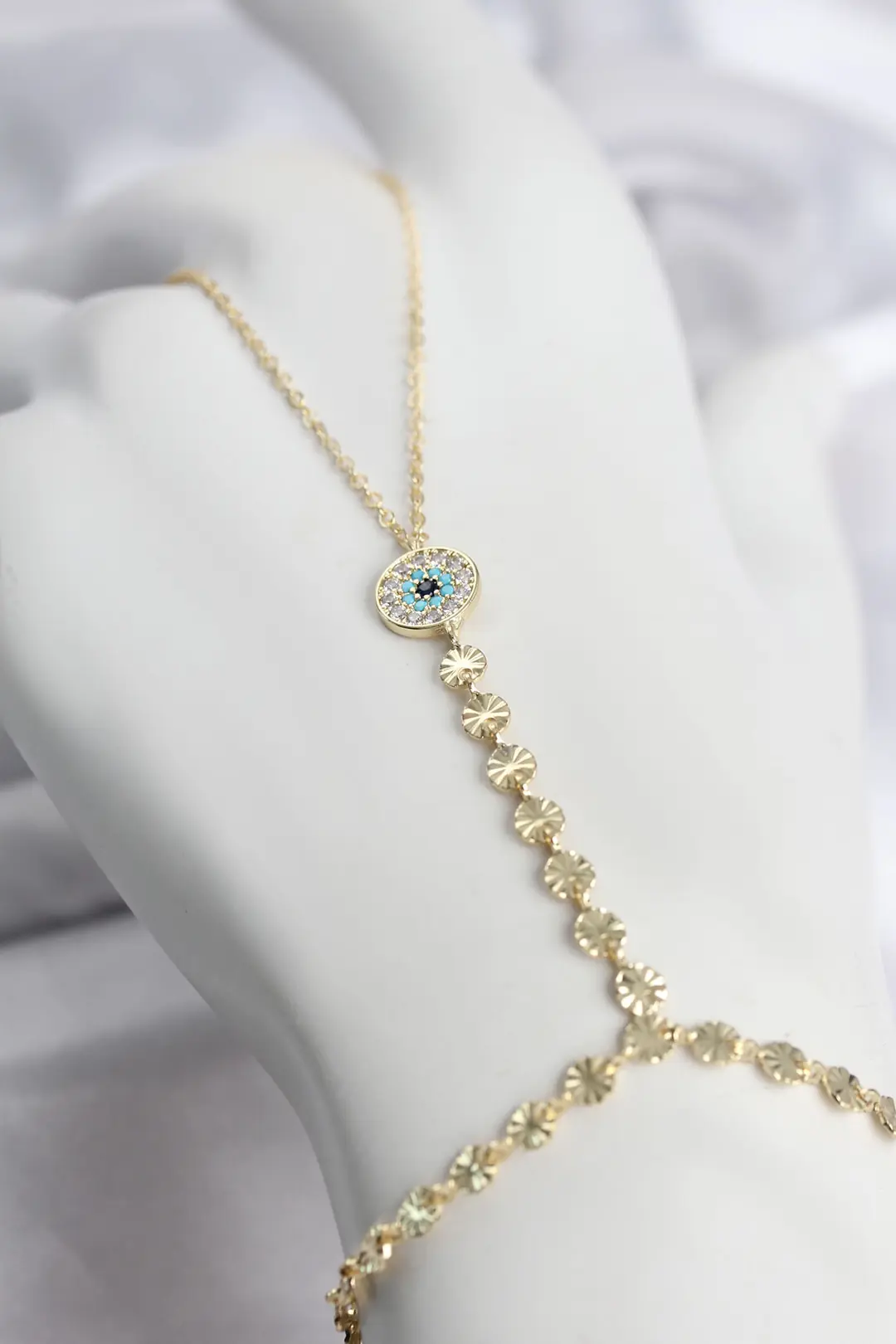 Utterly Good Gold Renk Şahmeran Kolye Zirkon Taşlı Nazar Model