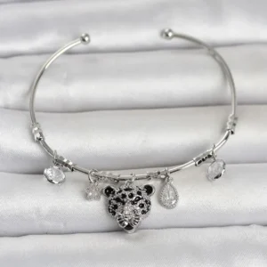 Utterly Good Gümüş Kaplama Leopar Charm Bileklik Zirkon Taşlı