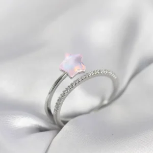 Utterly Good Gümüş Kaplama Pembe Zirkon Taşlı Halley Model Kadın Yüzük