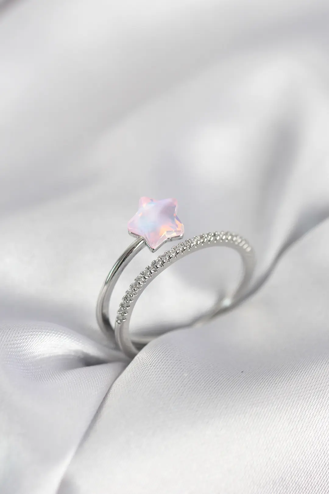 Utterly Good Gümüş Kaplama Pembe Zirkon Taşlı Halley Model Kadın Yüzük