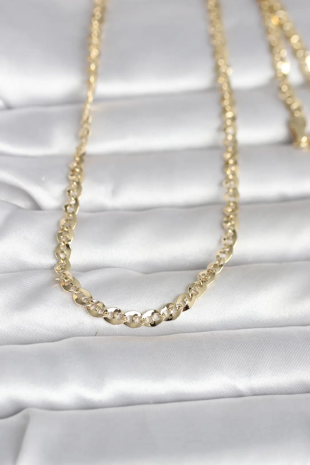 Utterly Good Kadın Kolye 14K Gold Kaplama Yassı Oval Zincir 60 cm