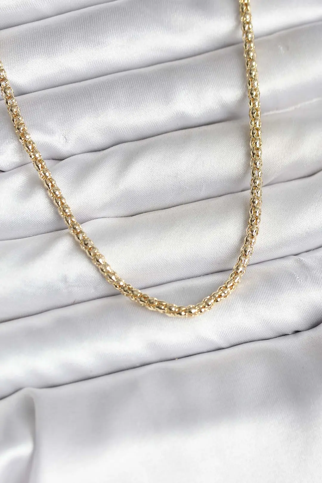 Utterly Good Kadın Kolye 14K Gold Kaplama İnce Boru Zincir Model