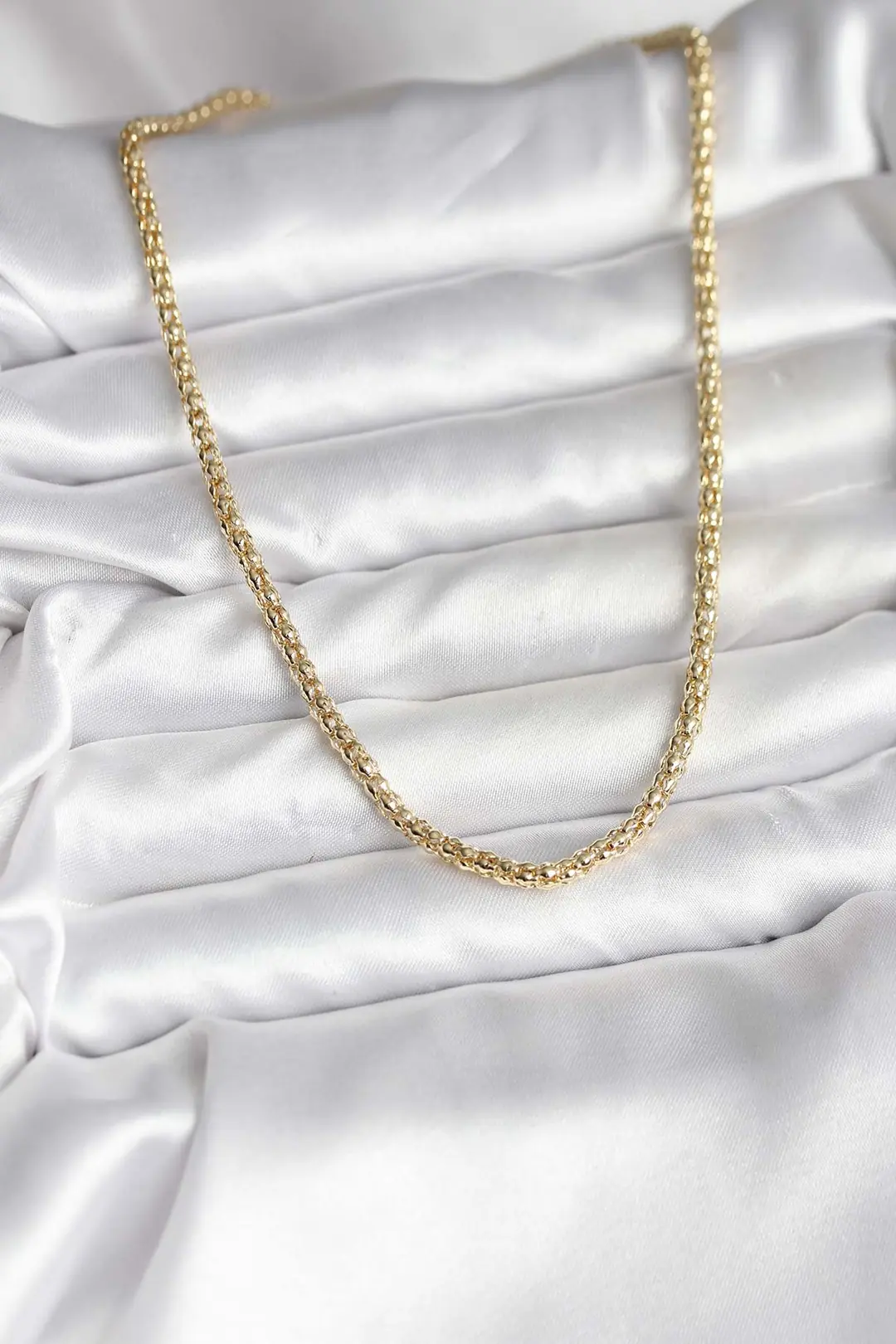 Utterly Good Kadın Kolye 14K Gold Kaplama İnce Boru Zincir Model