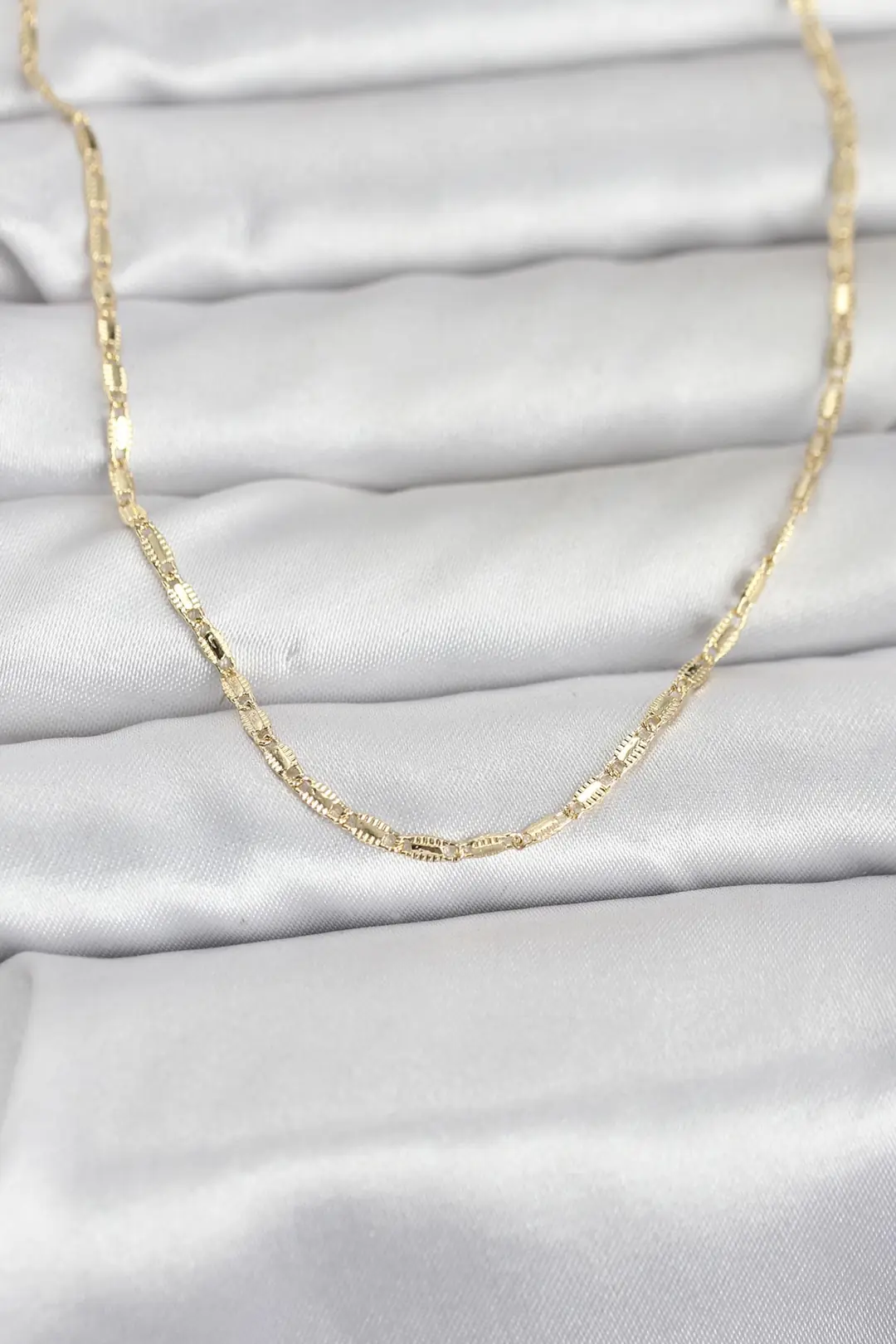 Utterly Good Kadın Kolye 14K Gold Renk Lazerli Zincir 60 cm Altın Kaplama
