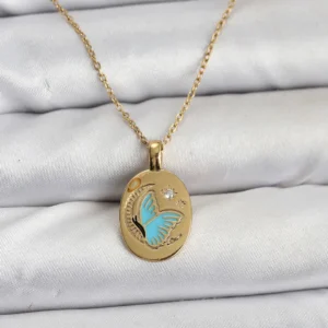 Utterly Good Kadın Kolye 316L Çelik Kelebek Figür Gold Renk Kaplama