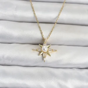 Utterly Good Kadın Kolye 316L Çelik Kutup Yıldızı Gold Kaplama Zirkon Taşlı