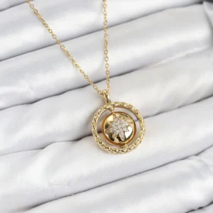 Utterly Good Kadın Kolye 316L Çelik Kutup Yıldızı Zirkon Taşlı Gold Renk