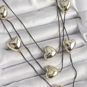 Utterly Good Kadın Kolye Füme Zincir 3D Gold Kalp Model Pirinç