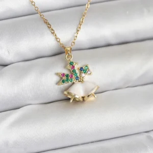 Utterly Good Kadın Kolye Gold Çan Model Zirkon Taşlı Çelik Zincir Yılbaşı Kolyesi
