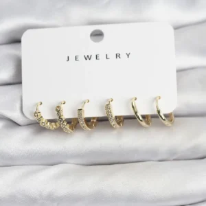 Utterly Good Kadın Küpe Seti Gold Pirinç Zirkon Taşlı