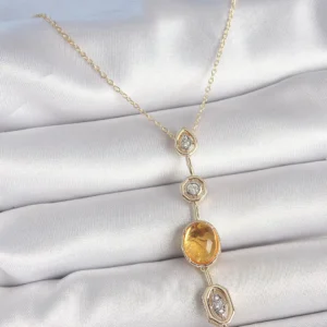Utterly Good Kadın Y Kolye Gold Kaplama Zirkon Taşlı Kehribar Sarı