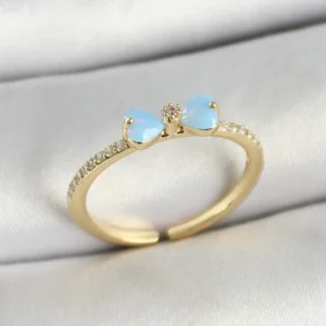 Utterly Good Kadın Yüzük Fiyonk Figürlü Zirkon Taşlı Gold Ayarlanabilir