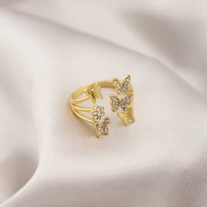 Utterly Good Kadın Yüzük Gold Renk Metal Kelebek Model Şık Tasarım