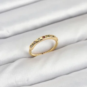 Utterly Good Kadın Yüzük Gold Renk Renkli Zirkon Taşlı Pirinç Klasik Tasarım