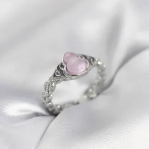 Utterly Good Kadın Yüzük Gümüş Kaplama Pembe Zirkon Taşlı Damla Model