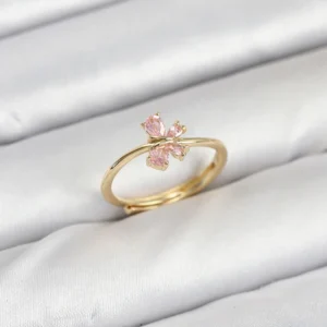 Utterly Good Kadın Yüzük Pirinç Gold Kelebek Pembe Zirkon Taşlı