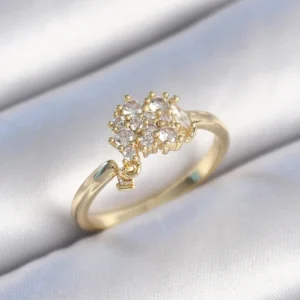 Utterly Good Kadın Yüzük Pirinç Gold Zirkon Taşlı Günlük Kullanım