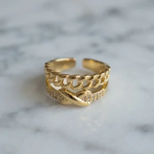 Utterly Good Kadın Yüzük Zincir ve Düğüm Detaylı Ayarlanabilir Gold Renk