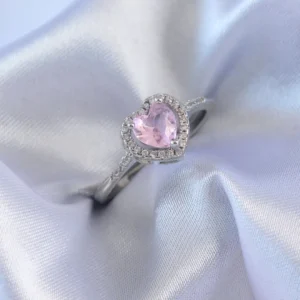 Utterly Good Kalp Charm Yüzük Gümüş Renk Pembe Zirkon Taşlı Pirinç Kadın