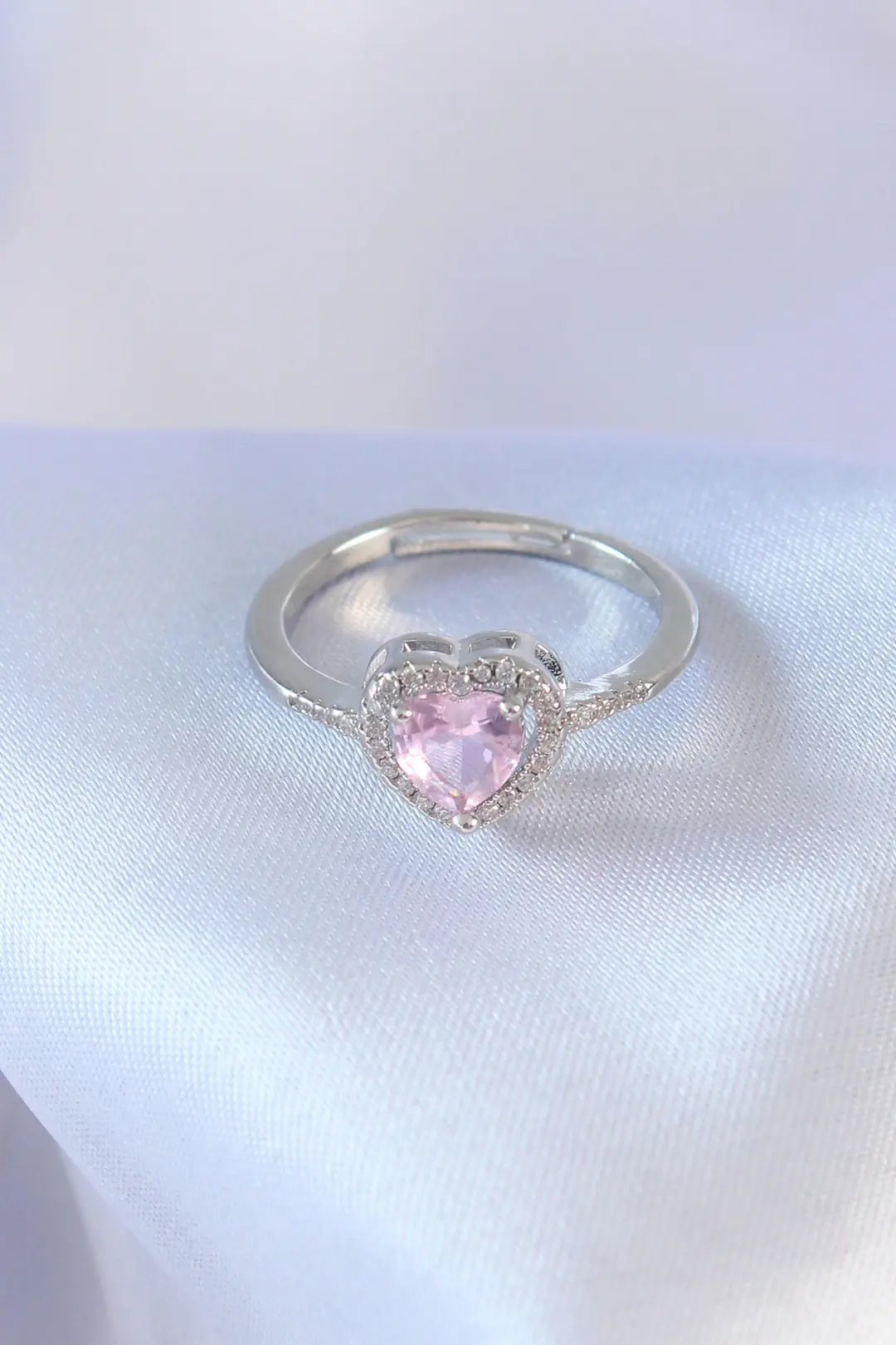 Utterly Good Kalp Charm Yüzük Gümüş Renk Pembe Zirkon Taşlı Pirinç Kadın