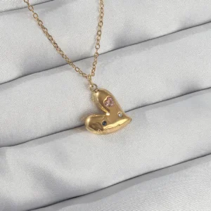 Utterly Good Kalp Kolye 316L Çelik Gold Renkli Zirkon Taşlı