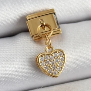 Utterly Good Kalp Model Charm Sallantılı Zirkon Taşlı 316L Çelik Gold