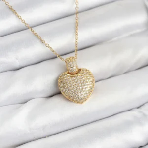 Utterly Good Kalpli Kolye 316L Çelik Zirkon Taşlı Gold Renk Kadın