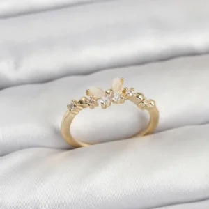 Utterly Good Kelebek Model Gold Renk Pirinç Kadın Yüzük