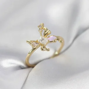 Utterly Good Kelebek Model Zirkon Taşlı Gold Kaplama Kadın Yüzük