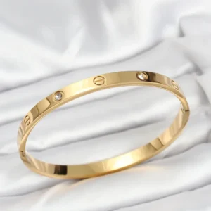 Utterly Good Kelepçe Bileklik Gold Renk 316L Çelik Zirkon Taşlı 65 mm