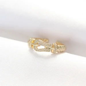 Utterly Good Kemer Tokası Tasarım Yüzük Gold Zirkon Taşlı Ayarlanabilir