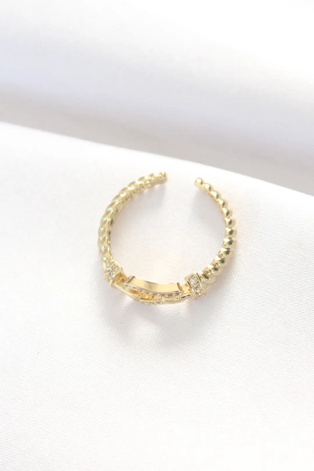 Utterly Good Kemer Tokası Tasarım Yüzük Gold Zirkon Taşlı Ayarlanabilir