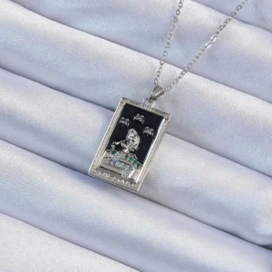 Utterly Good Kolye 316L Çelik Zirkon Taşlı Siyah Mineli Tarot Figürlü