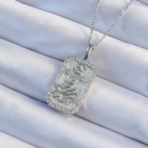 Utterly Good Kolye 316L Çelik Zirkon Taşlı Çerçeveli Tarot Kolyesi Gümüş